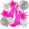 10 Pcs Pink Cowgirl Boot Balloons, Foil Disco Cowgirl Balloons Western Cow Decorations, Cowgirl Party Decorations for Birthday Party Last Rodeo Bachelorette Disco Western Cowgirl Theme Party Supplies